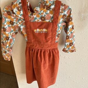 Wonder Nation Floral Dress with Orange Pinafore